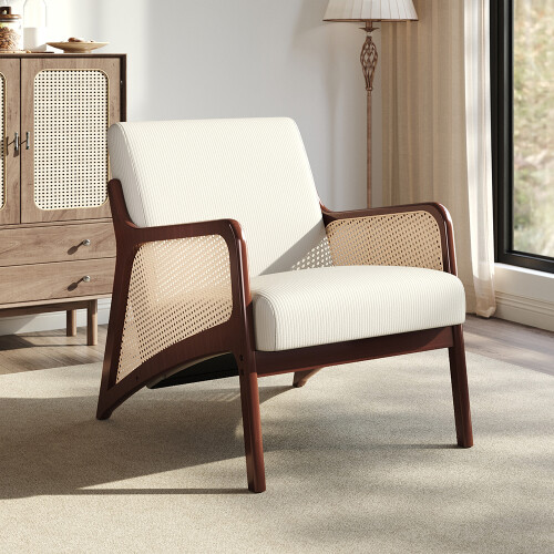 Modern Corduroy Upholstered Accent Armchair