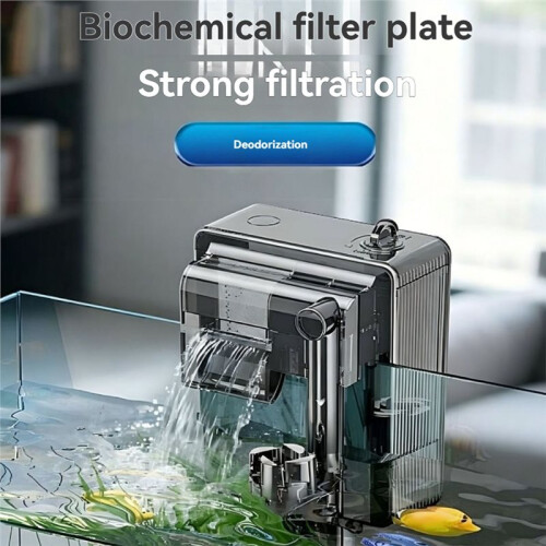 Three-in-One Wall-Mounted Fish Tank Filter Silent Adjustable Flow, USB Filter Water Pump for Aquarium Home Work 3W 2