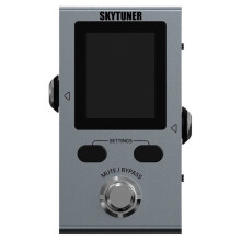 SKYTUNER Stimmgerät-Pedal für Bass & Gitarre - 1,8"-Farb-LCD, Polyphon, Drop-D/A-, Stummschaltung/Bypass, True/Buffered, 9V/USB-Stromversorgung