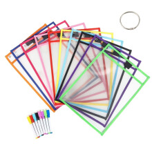 Pastas Reutilizáveis para Quadro Branco - Grandes Capas Transparentes de 25 X 35 cm para Folhas de Exercícios, Ensino e Organização