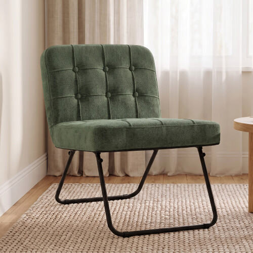 Homcom (Green) HOMCOM Foldable Accent Chair with Backrest, Wide Seat