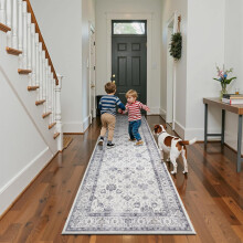 (80x300cm - Serene) Moonlight Bedding Traditional Cashmere Runner 80x300cm | Soft Printed Non-Slip Rug (3 fT X 10 fT)