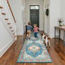 (80x300cm - Regal) Moonlight Bedding Traditional Cashmere Runner 80x300cm | Soft Printed Non-Slip Rug (3 fT X 10 fT)