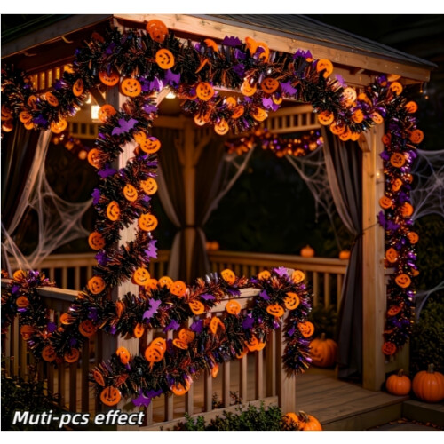 65.6FT Halloween Tinsel Garland Pumpkin Spider Bat 2