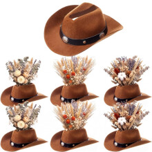 6 Pcs Western Cowboy Hat Vase Centerpieces Rustic Western Floral Arrangement for Country Farmhouse Rustic Decorations
