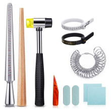 11-Piece Sizer Mandrel Kit Mandrel, Wood Stick , Hammer, Polishing Cloth Jewelry Making Tool Set