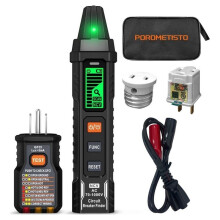 POROMETISTO Digital Circuit Breaker Finder AC NCV Detect GFCI Outlet Meter Electric Tester Color Display Fault Detection Tools