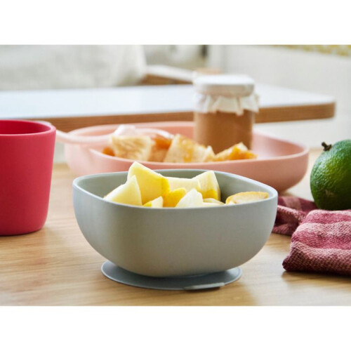 BEABA Bol Ventouse para Criança - BÉABA - Cinza - 100% silicone - Material suave e resistente 2