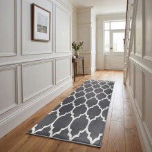 (80x300cm - Ava Grey) Moonlight Bedding Printed Rug Crystal Runners 80x300cm | Soft Non-Slip Hallway Kitchen Rug