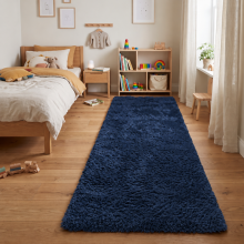 (80x300cm - Navy) Shaggy Runner Rug| Soft Plush Non-Slip Hallway Kitchen Rug (3FT X 10FT)