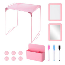 Accessoires Roses pour Casier, Étagère de Rangement Mignonne et Décorations pour Casier Scolaire de Filles avec Miroir.