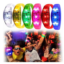 6 Pulseras LED con Control de Sonido, Pulseras LED Luminosas con Control de Voz para Fiestas, Bares, Regalos de Cumpleaños, Año Nuevo, Bodas y