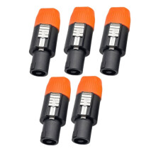 Conector de 4 Pinos para Alto-Falante, Sem Solda, NL4, para Palco, Laranja (5 Unidades)