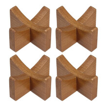 4 Pack Wood Stand Holder for Baseball Tennis Softball - Solid Walnut Finish Display Base Small