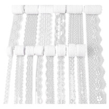 Fita de Renda Branca de 46 Jardas (42 Metros), 14 Rolos de Renda Vintage, Fitas de 0,6 A 2,1 Polegadas (1,5 A 5,3 cm) com Padrões Variados para