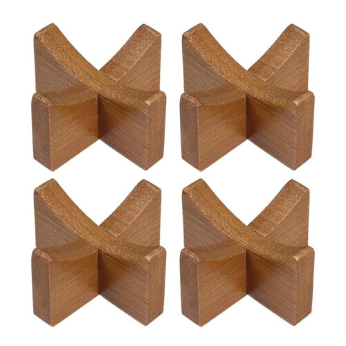 4 Pack Wood  Stand Holder for Baseball  Tennis Softball - Solid Walnut Finish Display Base Large 1