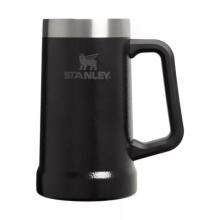 Schwarze Bierkrug - Stanley - Robuster Griff - 0,7 L - Edelstahl - Hält Getränke bis zu 1 h warm
