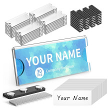 20Pcs Clear Magnetic Name Holders - Reusable ID Card Sleeve with Strong Magnet for Work, Events, Conferences