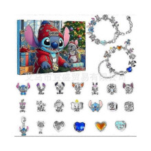 (Mickey Mouse B) (Stitch Type C) Christmas Alloy Blind Box Advent Calendar with Bracelet and Ornament Collection