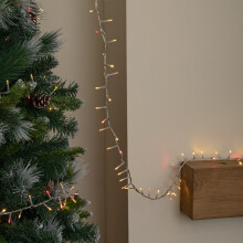 16m 200 LED SupaBrights Christmas String Lights in Red & Warm White on Clear Cable