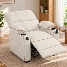 HOMCOM Electric Massage Recliner Armchair with Vibration, Heat, Beige