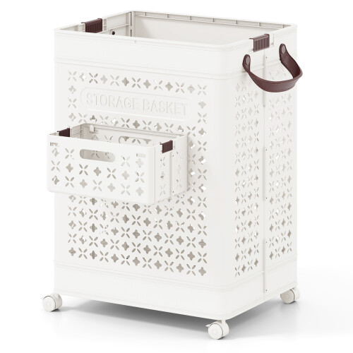 Costway Plastic Storage Bin Collapsible Laundry Basket with Handles