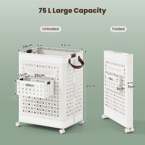 Costway Plastic Storage Bin Collapsible Laundry Basket with Handles 2