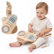 Guitare sensorielle en bois - MAMABRUM - MAM373 Guitar - 6 ateliers sonores - sans piles - hêtre