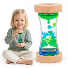 Sinnes-Sanduhr aus Holz - Mamabrum - MAM317 Magic Flow - Visueller Timer 30 s - Ab 3 Jahren - Grüne und blaue Tropfen