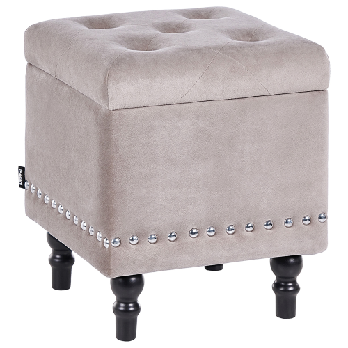 Beliani Storage Pouffe LORETTO Velvet Light Grey