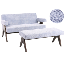 Living Room Set TAMRE Chenille Light Blue/ Dark Brown