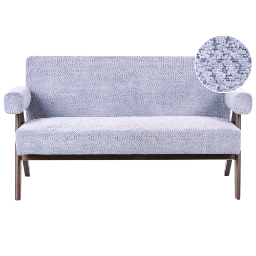 Beliani Sofa 2 Seater TAMRE Chenille Light Blue/Dark Brown
