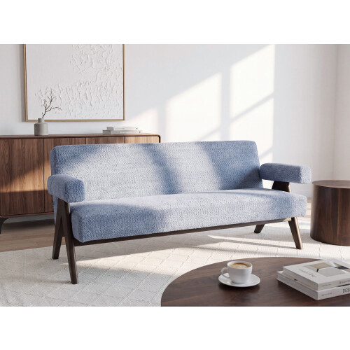 Beliani Sofa 2 Seater TAMRE Chenille Light Blue/Dark Brown 1