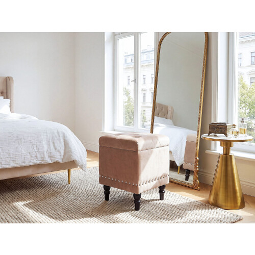 Beliani Storage Pouffe LORETTO Velvet Beige 1