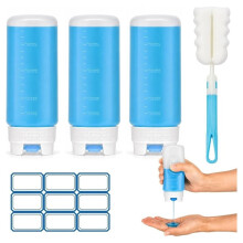 3 Pack Dish Soap Squeeze Bottle, 12 Oz Refillable Inversion Bottle, Leak-Proof,Food-Grade PE,Kitchen&Bathroom Countertop