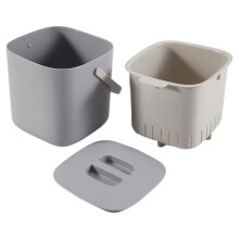 Plastic Kitchen Food Waste Trash Can Compost with Drainer Rubbish Container Organizer Accessories Tools-Grey