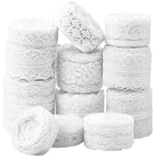 60 Yards 12 Rolls Lace Trim Ribbon - 5m Semi-Circular Floral Edging for DIY Crafts, Sewing, Underwear, Apparel & Decor
