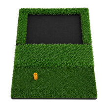 Hitting Mat with Integrated Tray, Foldable Practice Mat with Anti Slip Base, Portable Turf Putter Mat