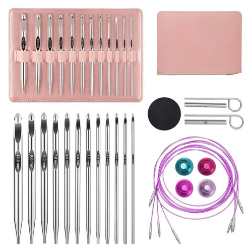 12-Piece Interchangeable Crochet Hook Set - DIY Knitting  Tools for Making Blankets and Scarves