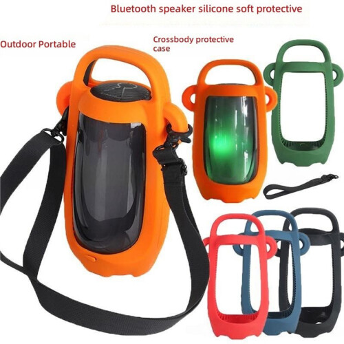 For  PULSE6  Speaker Silicone Case Cover Travel Carrying Protective with Shoulder Strap Case C 1