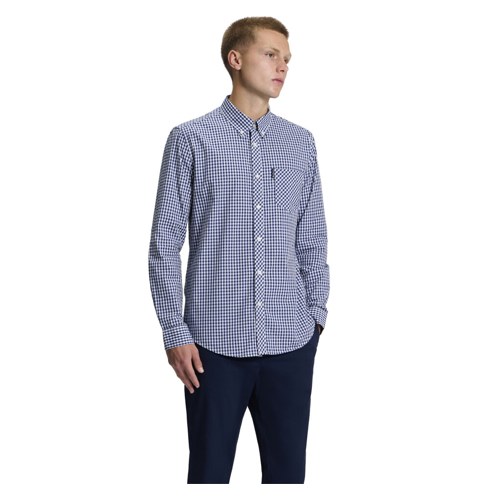 Ben Sherman (Xl, Dark Blue) Mens Signature Gingham Long Sleeve Shirt