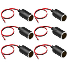 Pack of 6 12V-24V Cigarette Lighter Socket Car Socket with 35 cm Cable, Car Socket Installation Cigarette Lighter Socket