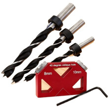 45-Degree Pocket Hole Jig Kit - Wood Doweling Locator Tool with 3 Drill Bit for Precise Angled Joinery