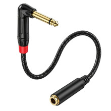 90 Degree 6.35mm TS Male to Female Jack Extension Cable Right Angle Jack Audio Mono Cable for Amplifiers Guitar