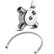 3/8" Manual Mixing Valve Hot Cold Water Temperature Mixer Thermostatic Mixing Val,with 1 Braided Faucet Connector