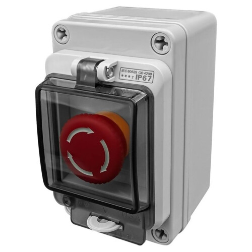 Emergency Stop Button with  Box,660V 10A,IP67 Rated, Emergency Shut Off ,E-Stop Red Push Button