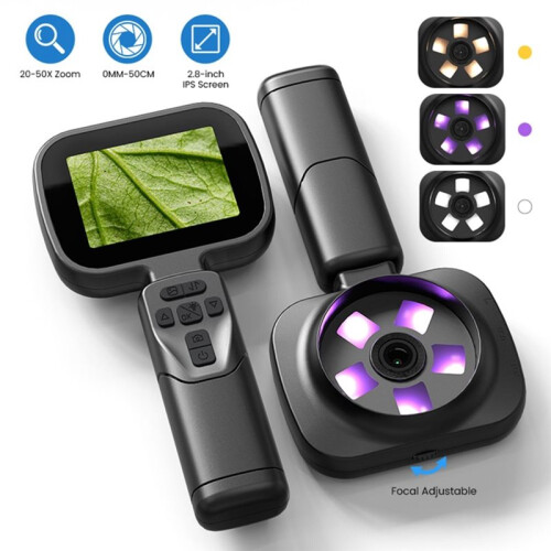 Adjustable Focus LED Camera Microscope , 2.8" IPS Screen Handheld Magnifying Glass 1080P HD 100X Digital Magnifier A 2