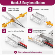 Złącze LED COB 9w1 2PIN, 10 mm, Szerokość Taśmy LED, Kształt Złącza DIY, Bez Lutowania, FCOB, , Przezroczysta Klamra