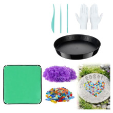 10 Inch Vierkante Stapstenen Tuinset voor Kinderen, Familie, Doe-Het-Zelf Knutselcadeaus, Cementmix en Mallen, Letterstempels, Mozaïeken, Mat