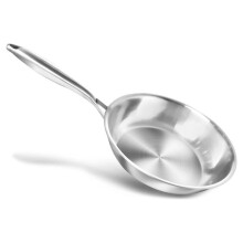 Non-Coating Stainless Steel Frying Pan, Home Use with Metal Handle, Suitable for Induction Hobs and GasHobs (20 cm)